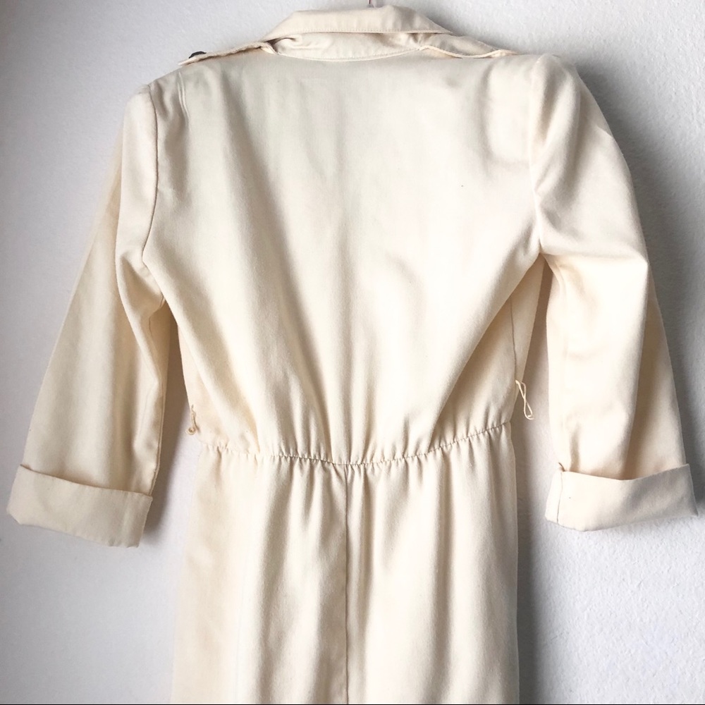 Vintage Button Midi Dress With Belt Cream 6P - Picture 12 of 13